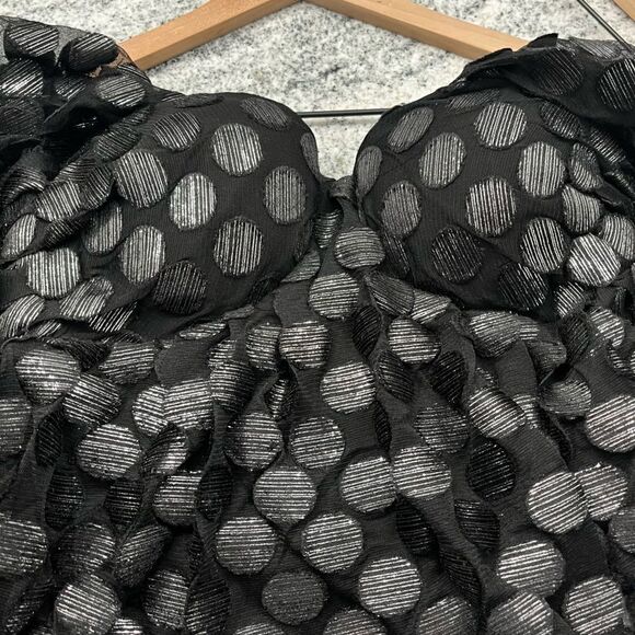 NWT House of Harlow 1960 Burna Blouse in Black Metallic Dot sz S - Picture 7 of 11